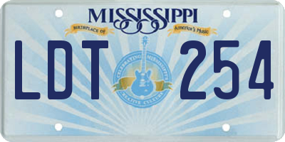 MS license plate LDT254