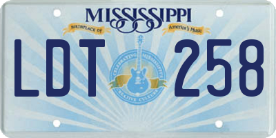 MS license plate LDT258