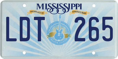 MS license plate LDT265