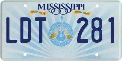 MS license plate LDT281