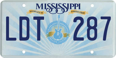 MS license plate LDT287