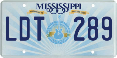 MS license plate LDT289