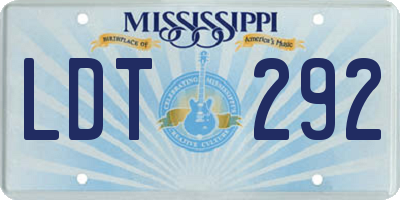 MS license plate LDT292