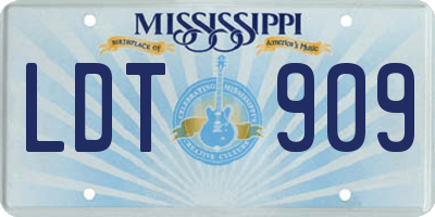 MS license plate LDT909