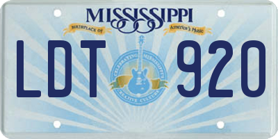 MS license plate LDT920
