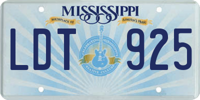 MS license plate LDT925