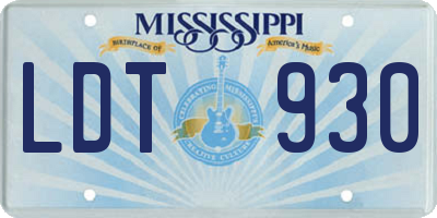 MS license plate LDT930