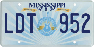 MS license plate LDT952