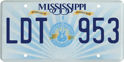 MS license plate LDT953