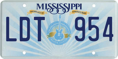 MS license plate LDT954