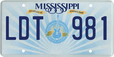 MS license plate LDT981