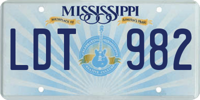 MS license plate LDT982