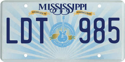 MS license plate LDT985