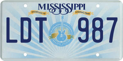 MS license plate LDT987