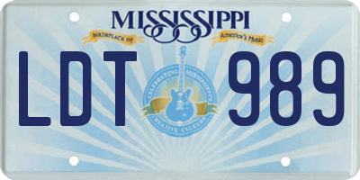 MS license plate LDT989