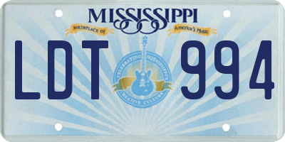 MS license plate LDT994