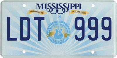 MS license plate LDT999