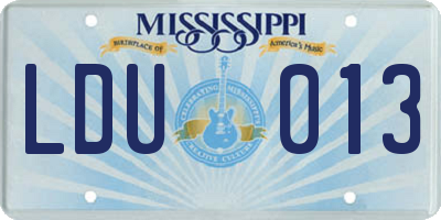 MS license plate LDU013