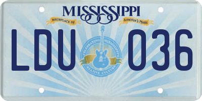 MS license plate LDU036