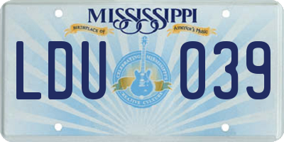 MS license plate LDU039