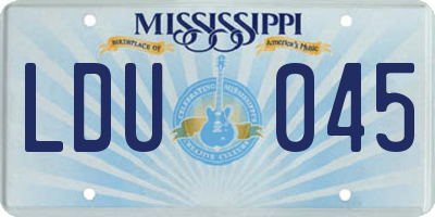 MS license plate LDU045