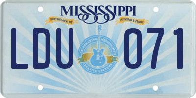 MS license plate LDU071