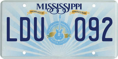 MS license plate LDU092