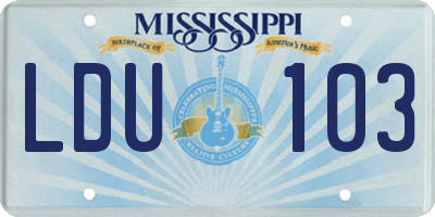 MS license plate LDU103