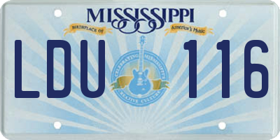 MS license plate LDU116