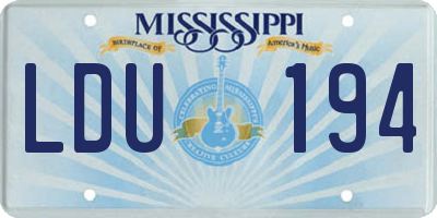 MS license plate LDU194