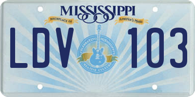 MS license plate LDV103