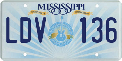 MS license plate LDV136