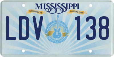 MS license plate LDV138