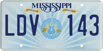 MS license plate LDV143