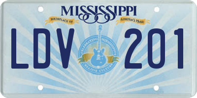 MS license plate LDV201