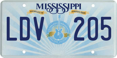 MS license plate LDV205