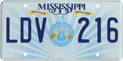MS license plate LDV216