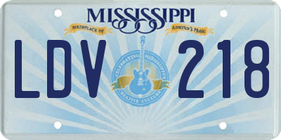 MS license plate LDV218