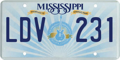 MS license plate LDV231