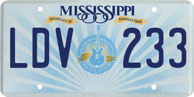 MS license plate LDV233
