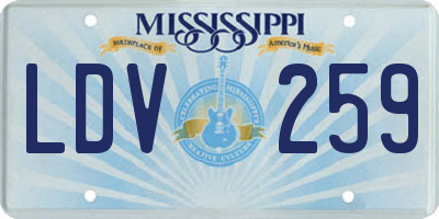 MS license plate LDV259