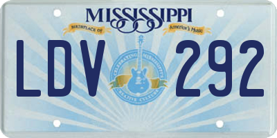 MS license plate LDV292