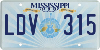 MS license plate LDV315