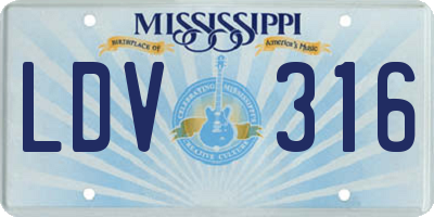 MS license plate LDV316