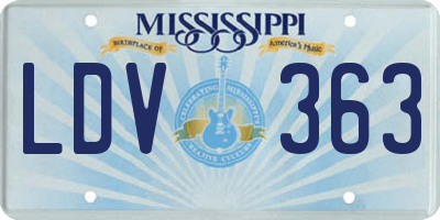 MS license plate LDV363