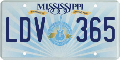 MS license plate LDV365