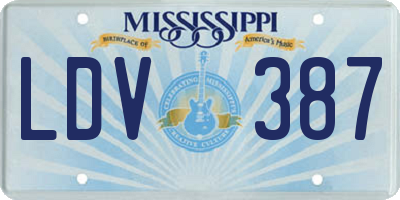MS license plate LDV387