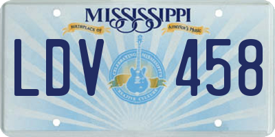 MS license plate LDV458