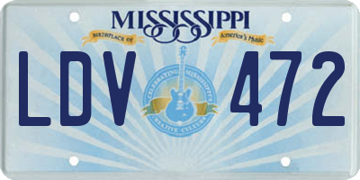 MS license plate LDV472