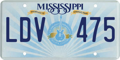MS license plate LDV475